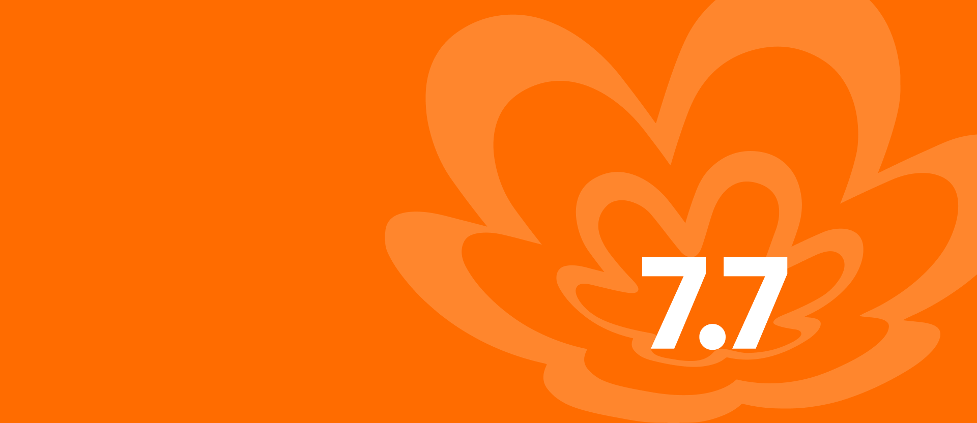 Fundo laranja com logo Natura em tons mais claros. No canto inferior direito, destaca-se o texto "7.7" na cor branca.