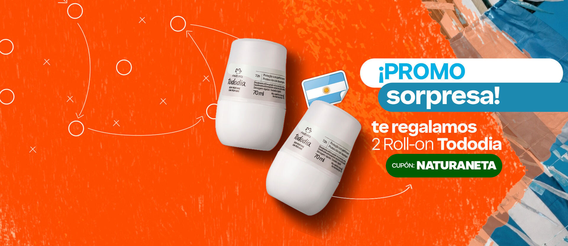 ¡todo listo para alentar! usá el cupón NATURANETA  y TE REGALAMOS 2 roll-on Tododia 
