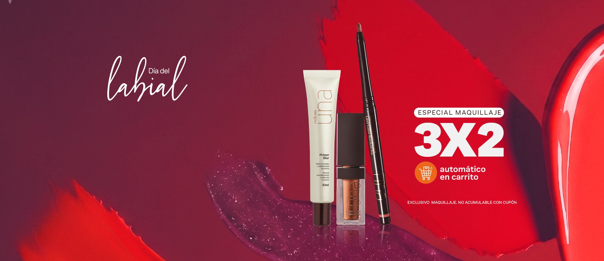 makeup con 3x2 exclusivo en maquillaje 3x2 automático en carrito. No acumulable con cupón 