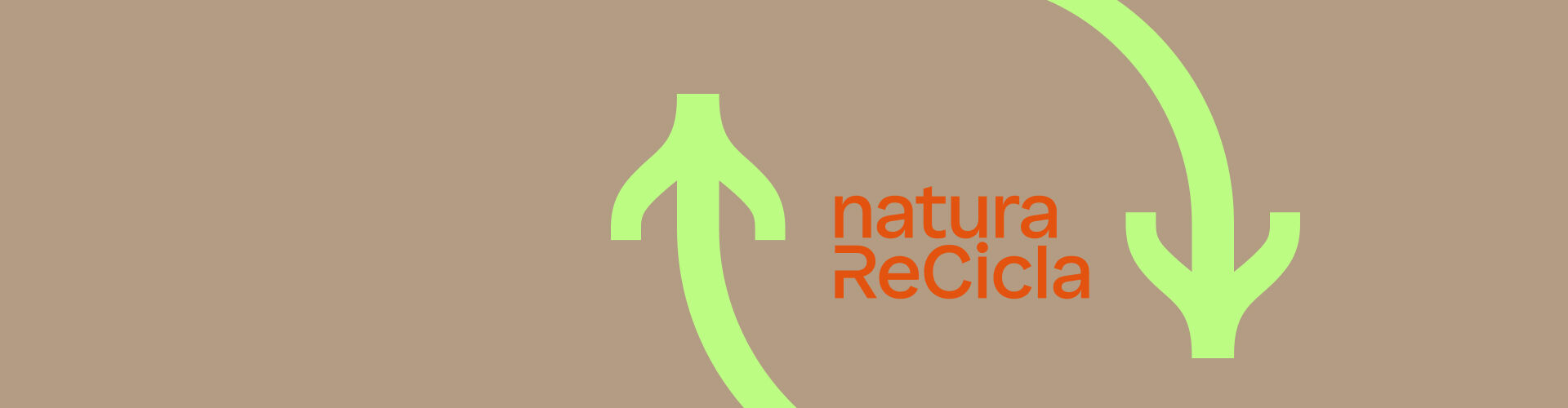 Imagem em fundo marrom claro com logotipo do Natura Recicla.