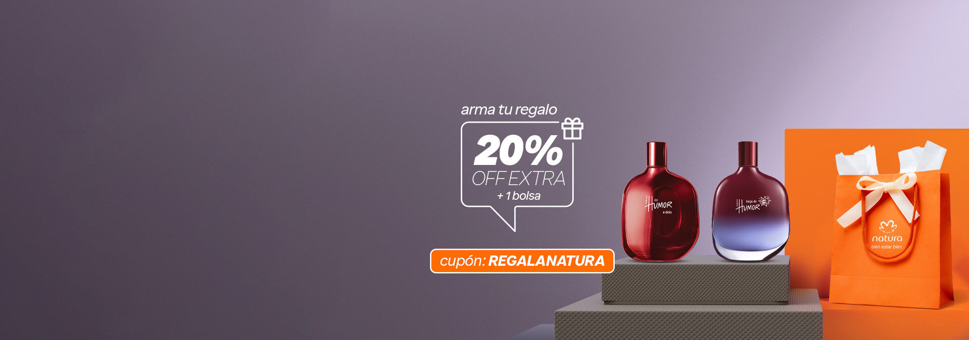 ¡arma tu regalo! llevando 3 o mas productos seleccionados accedes a un 20%OFF EXTRA + 1 bolsa mediana. Cupón REGALANATURA