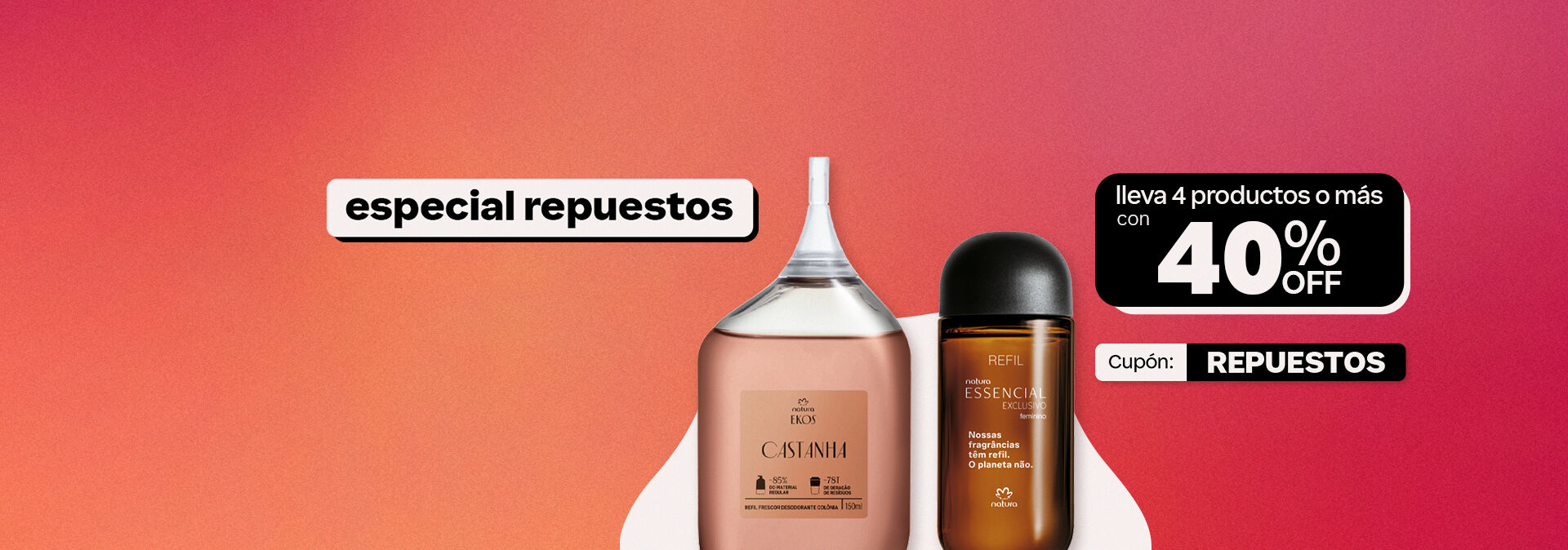 lleva 4 o más productos con 40%OFF, usa el cupón REPUESTOS