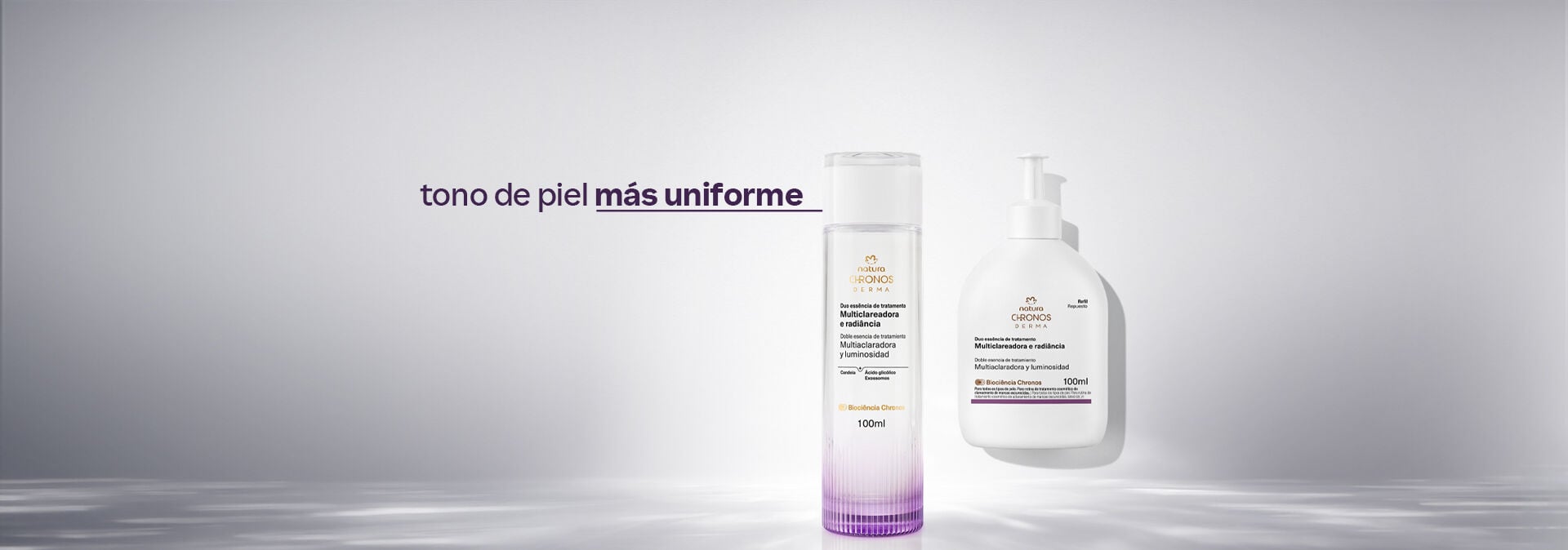prueba la nueva etapa de tratamiento Chronos Derma para un tono de piel más uniforme en el 97% de los casos