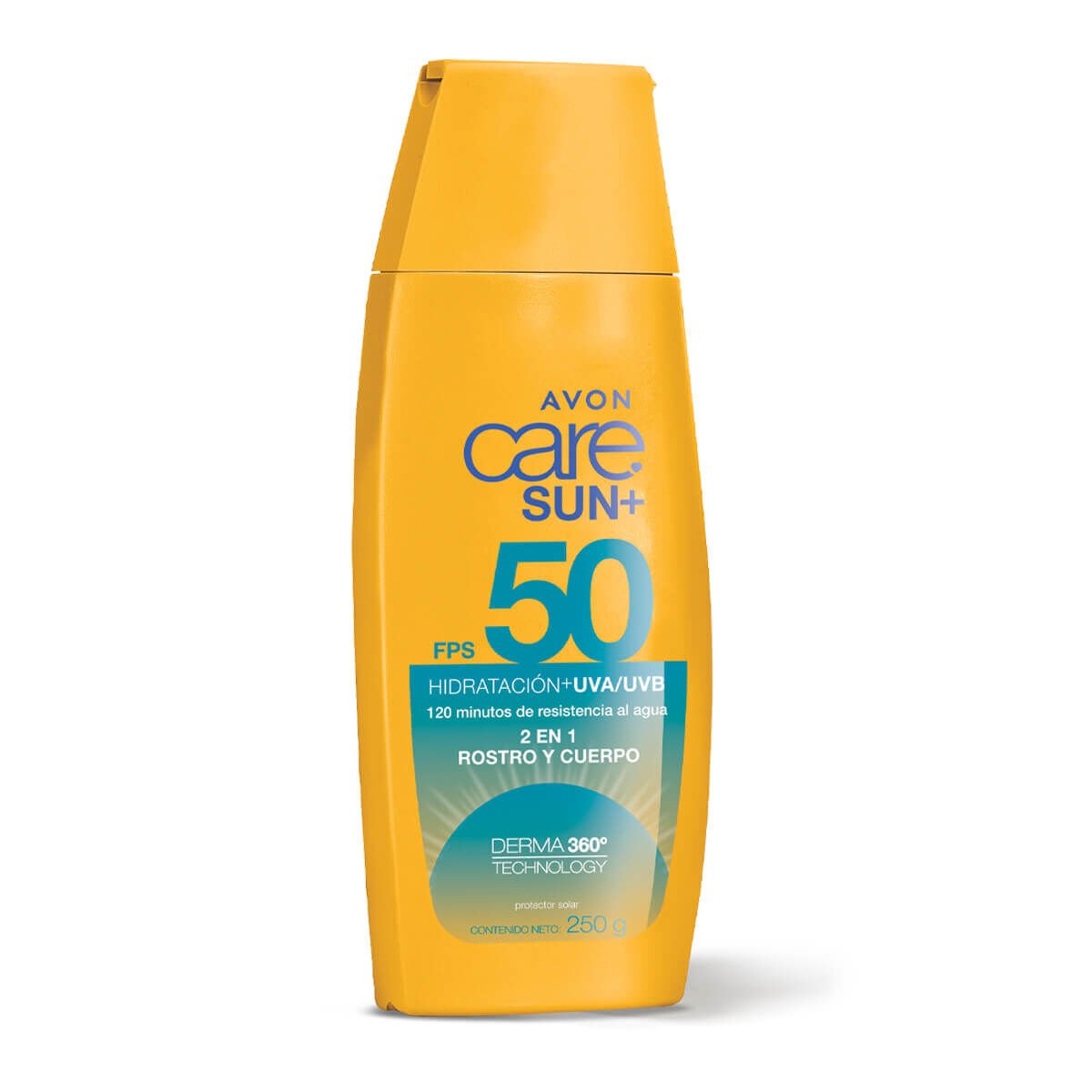 Protector Solar 2 en 1 Rostro y Cuerpo FPS 50 Avon Care Sun+ 250 g