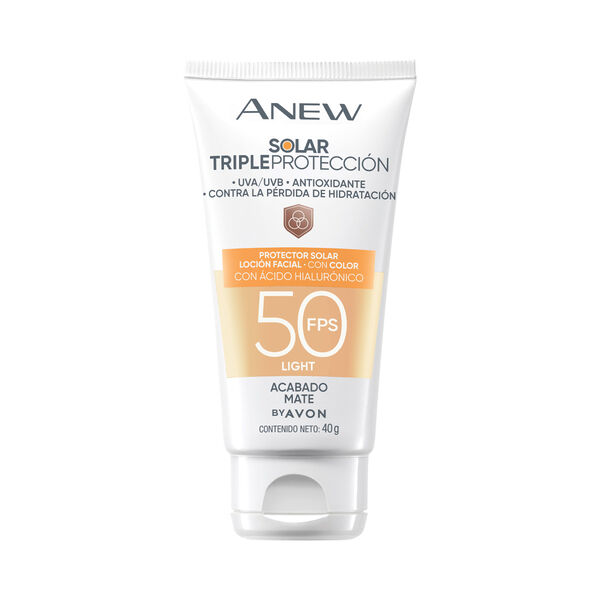 Anew Triple Protección FPS 50 Protector Solar Loción Facial con Color 40 g