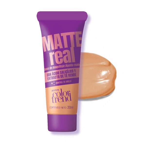 Base de Maquillaje Líquida Mate con Ácido Salicílico y Extracto de Té Verde Color Trend Matte Real
