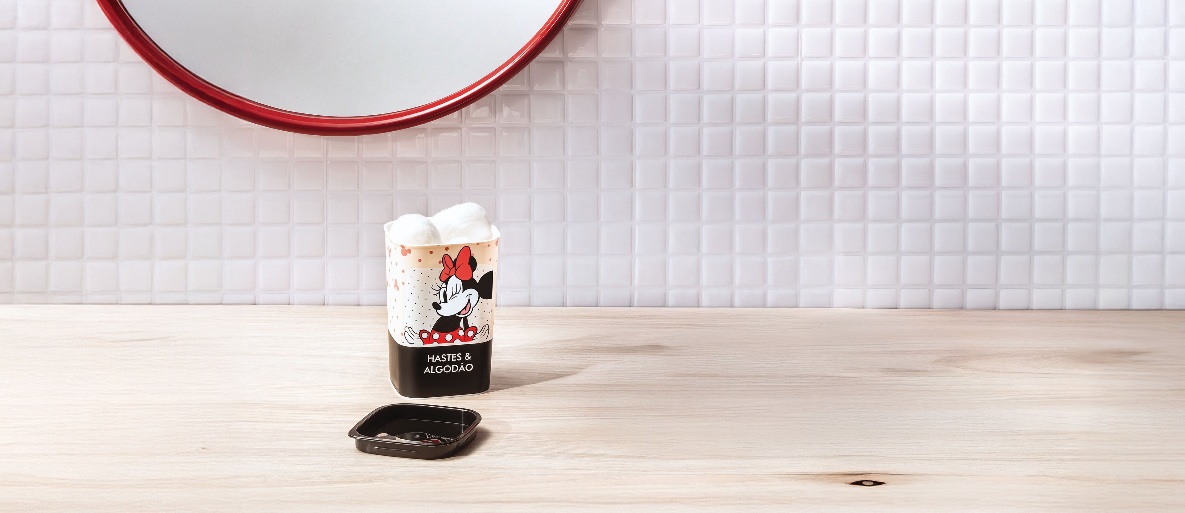 Porta Cotonete Quadrado Disney