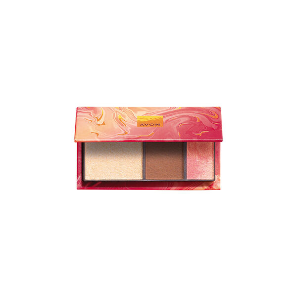 Paleta Facial Golden Em Pó 3 Em 1 Iluminador Pó Bronzeador Blush Golden Hour