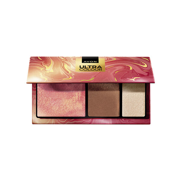 Avon Ultra Color Paleta Facial Em Pó 3 Em 1 Blush/Pó Bronzeador/Iluminador Sunkissed