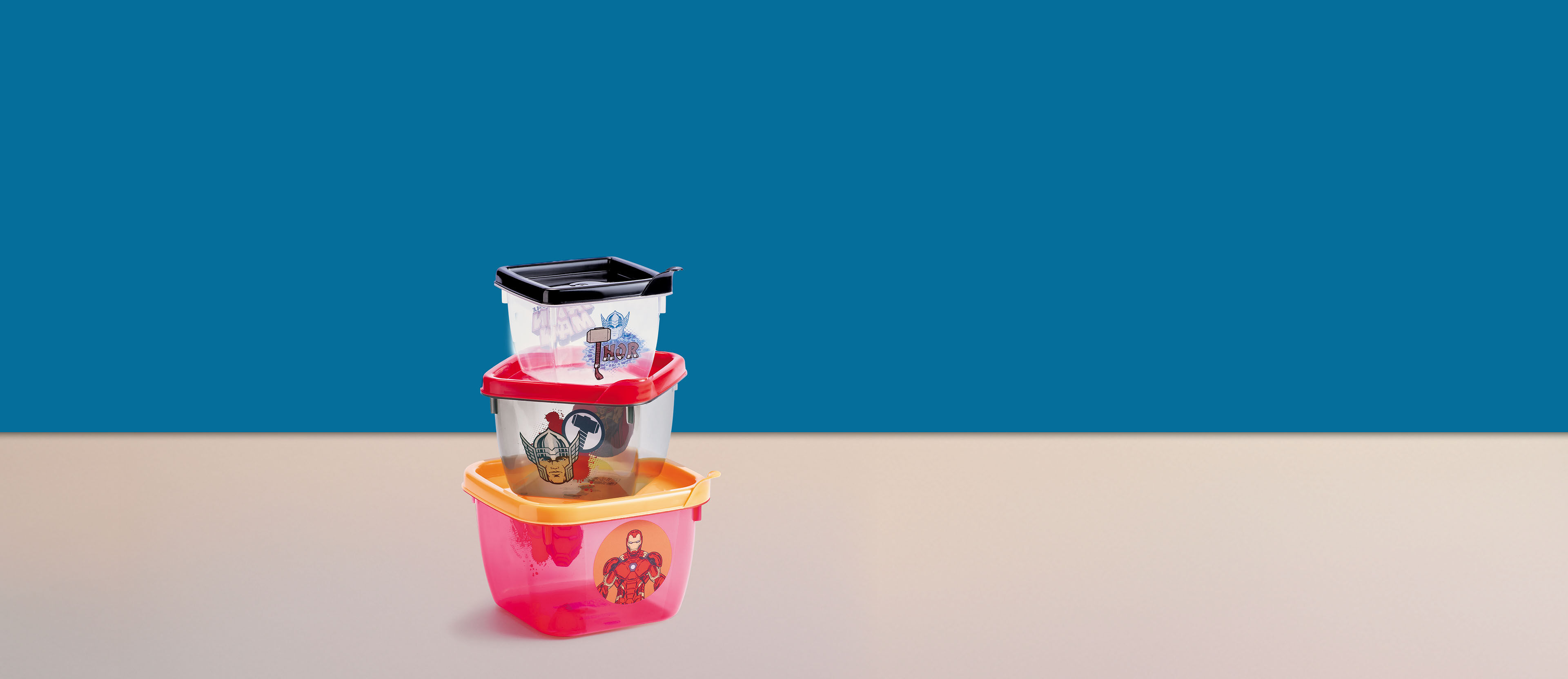 Kit 3 Potes Quadrados Homem De Ferro E Thor