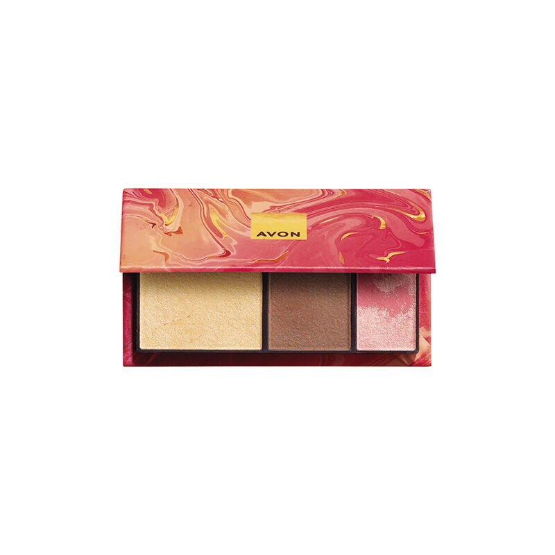 Paleta Facial Golden Em Pó 3 Em 1 Iluminador Pó Bronzeador Blush Sunkissed