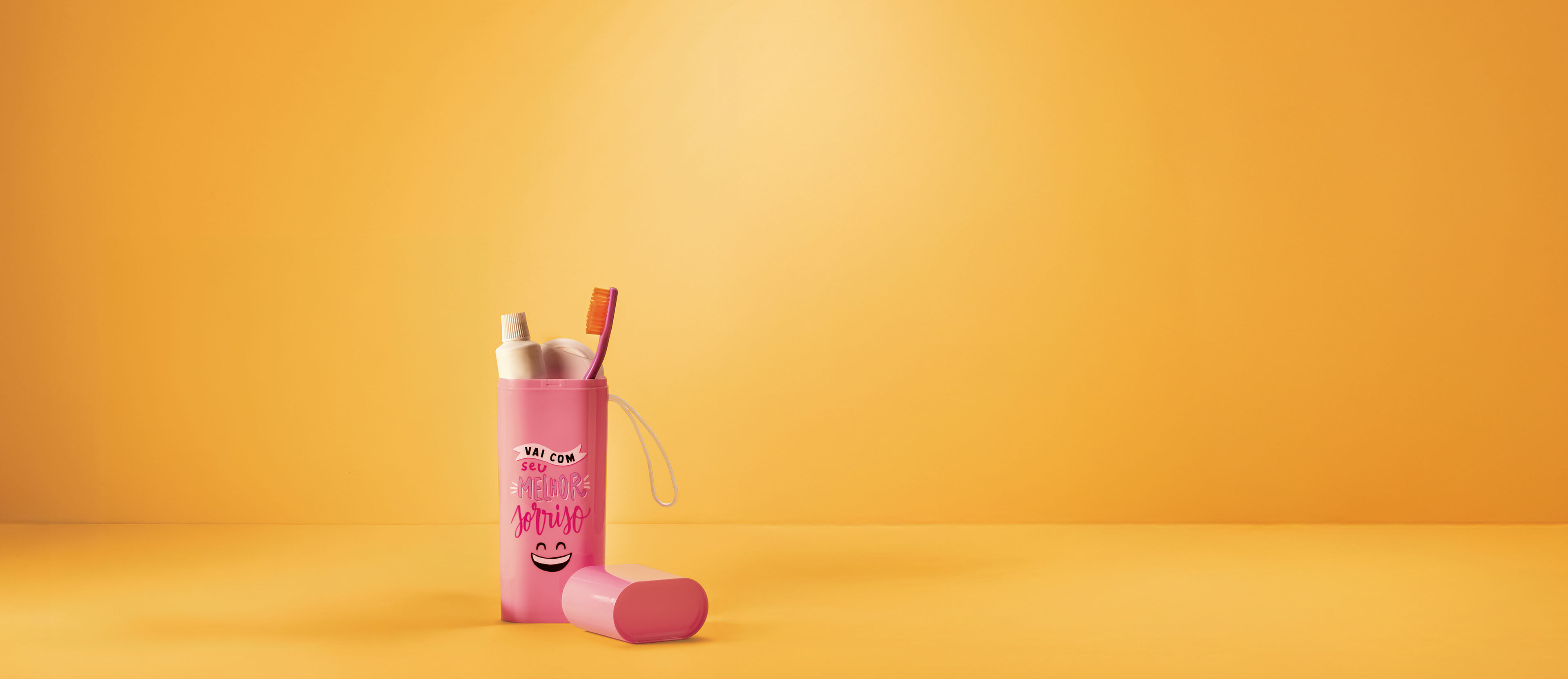 Porta Escova Dentes Sorriso Rosa