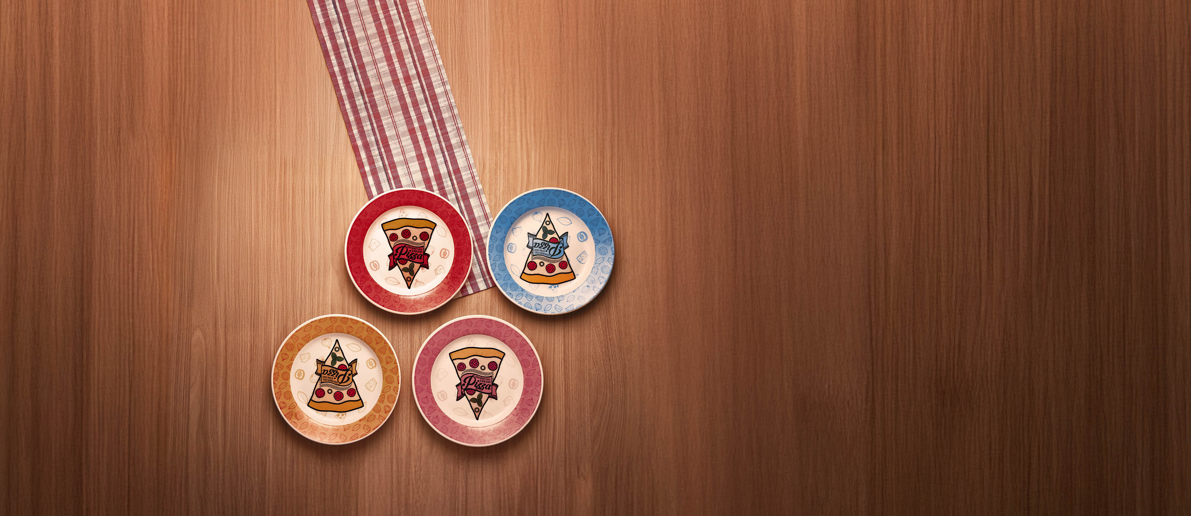 Kit 4 Pratos Rasos Cerâmica Pizza