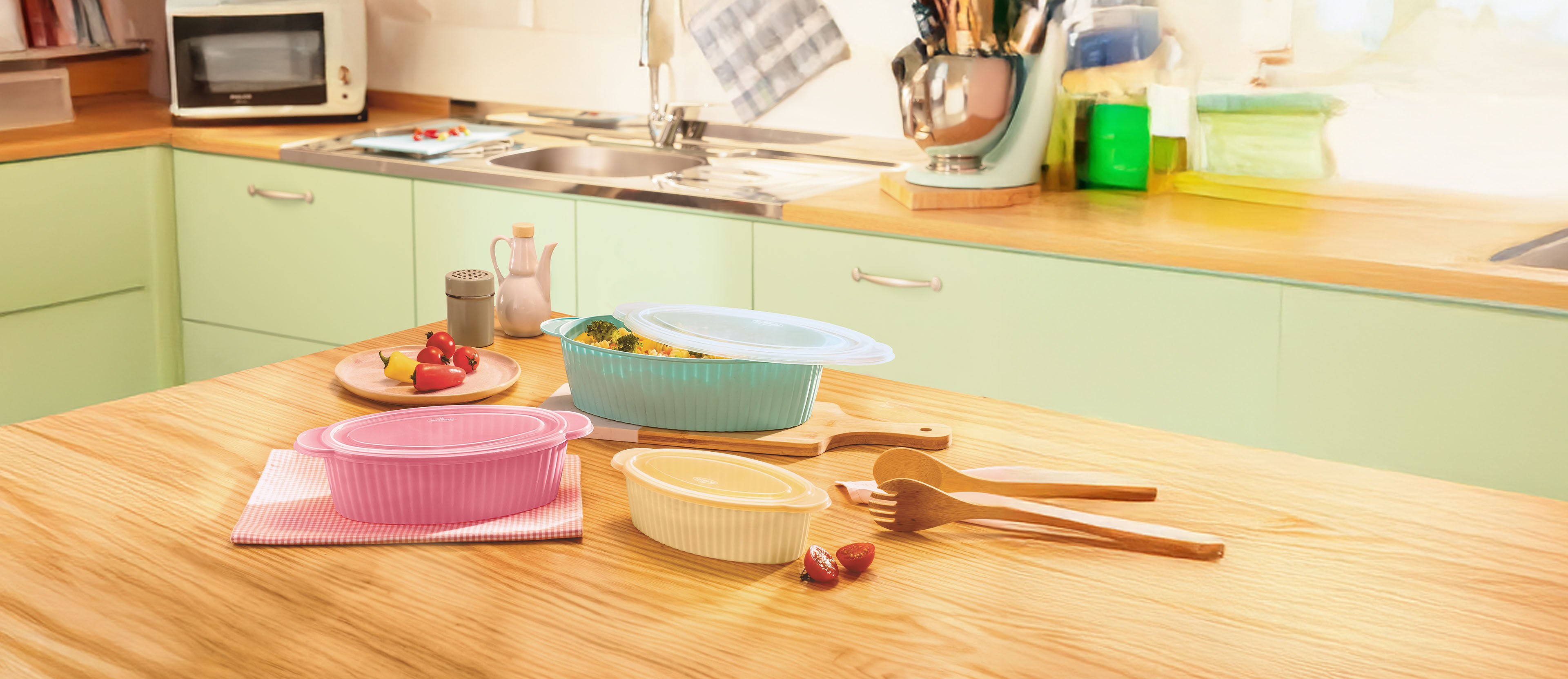 Kit 3 Potes Canelados Ovais Candy