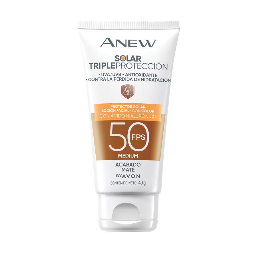 Protector solar loción facial mate con color FPS 50 UVA+UVB Tono Medio