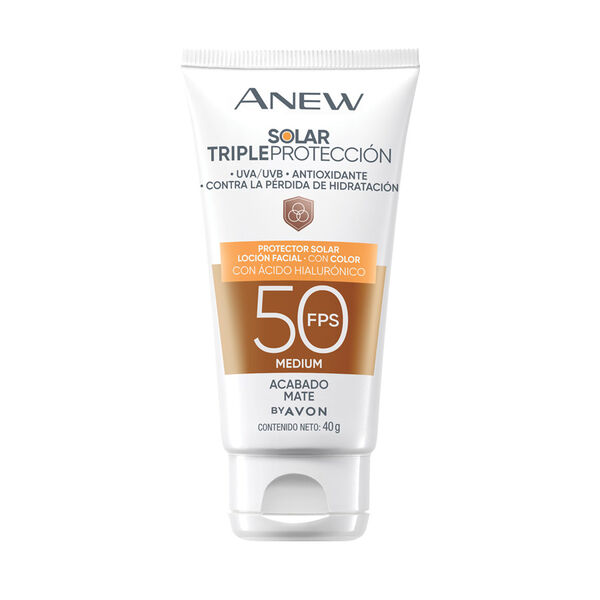Protector solar loción facial mate con color FPS 50 UVA+UVB Tono Medio