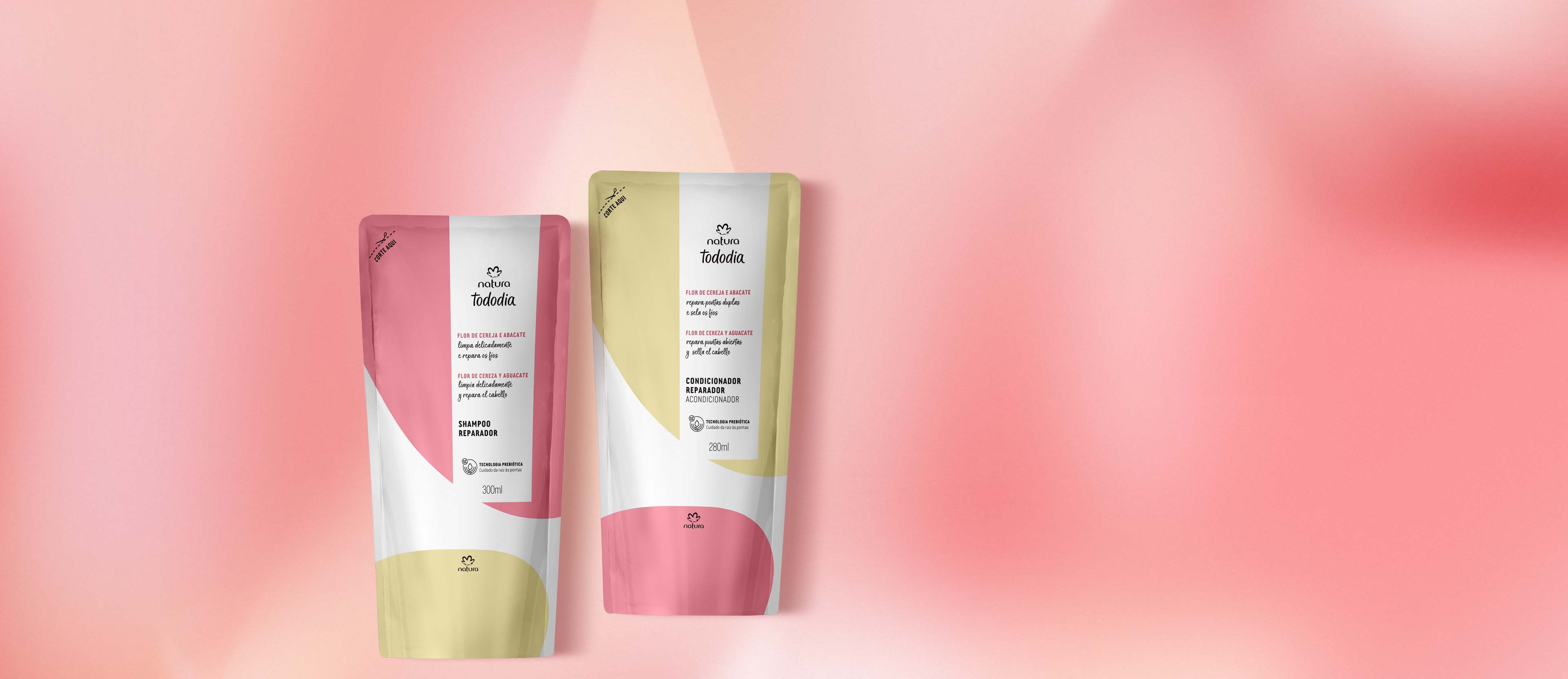 Kit Repuesto de Shampoo y Acondicionador Reparador Tododia Flor de Cerezo y Aguacate