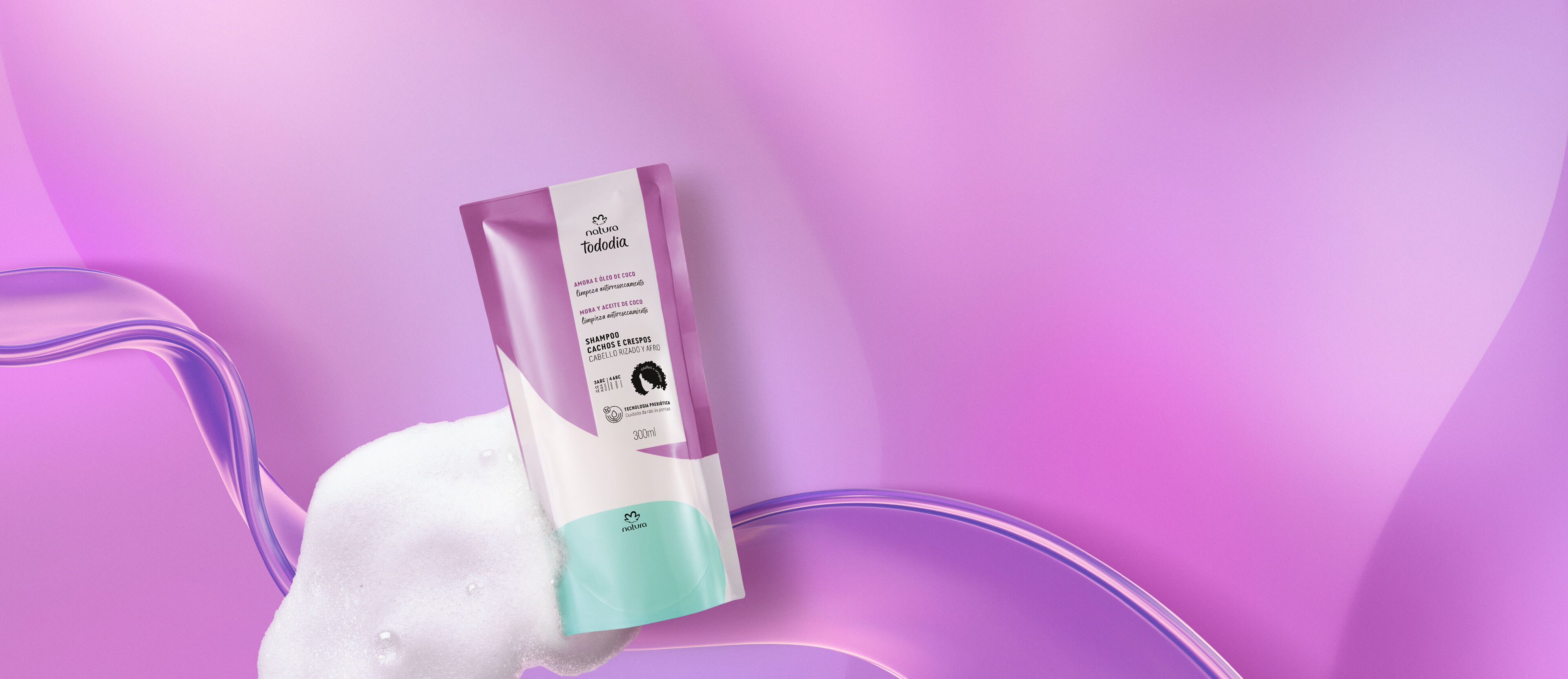 Repuesto Shampoo Cabello Rizado Tododia Mora y Aceite de Coco