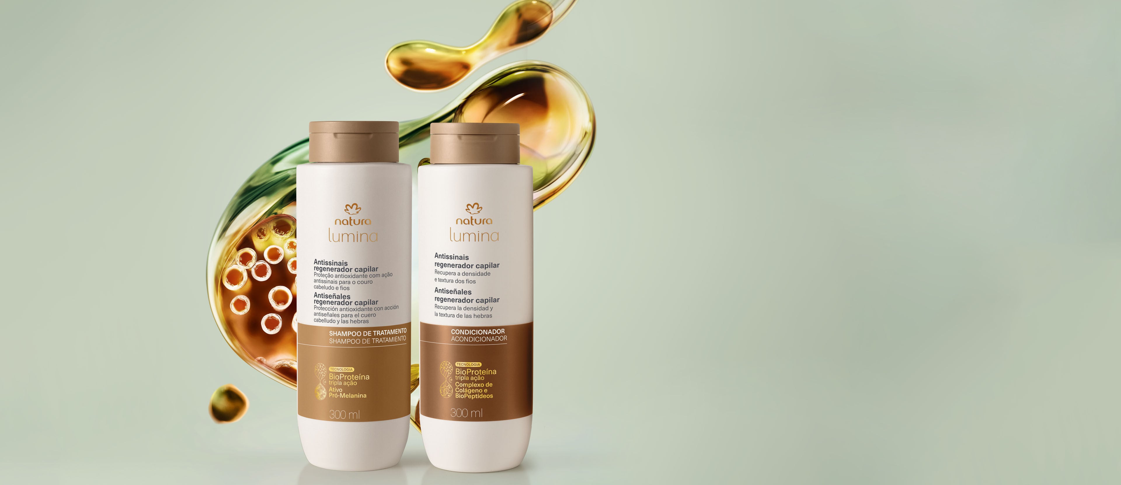 Kit shampoo y Acondicionador Antiedad y Regenerador Capilar Natura Lumina (2 productos)