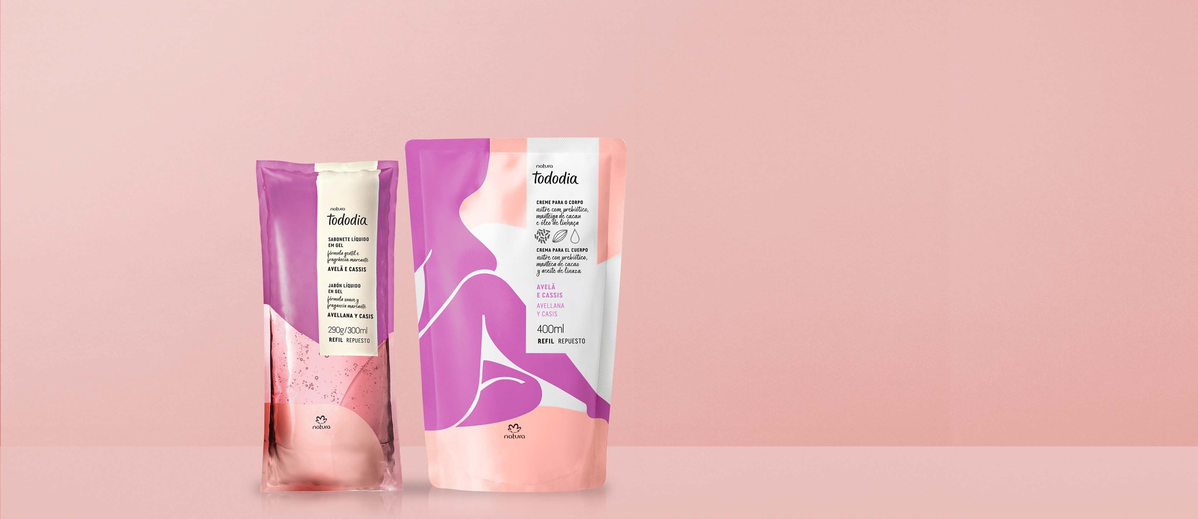 Kit  Repuestos Jabón Líquido y Crema Corporal Tododia Avellana y Cassis
