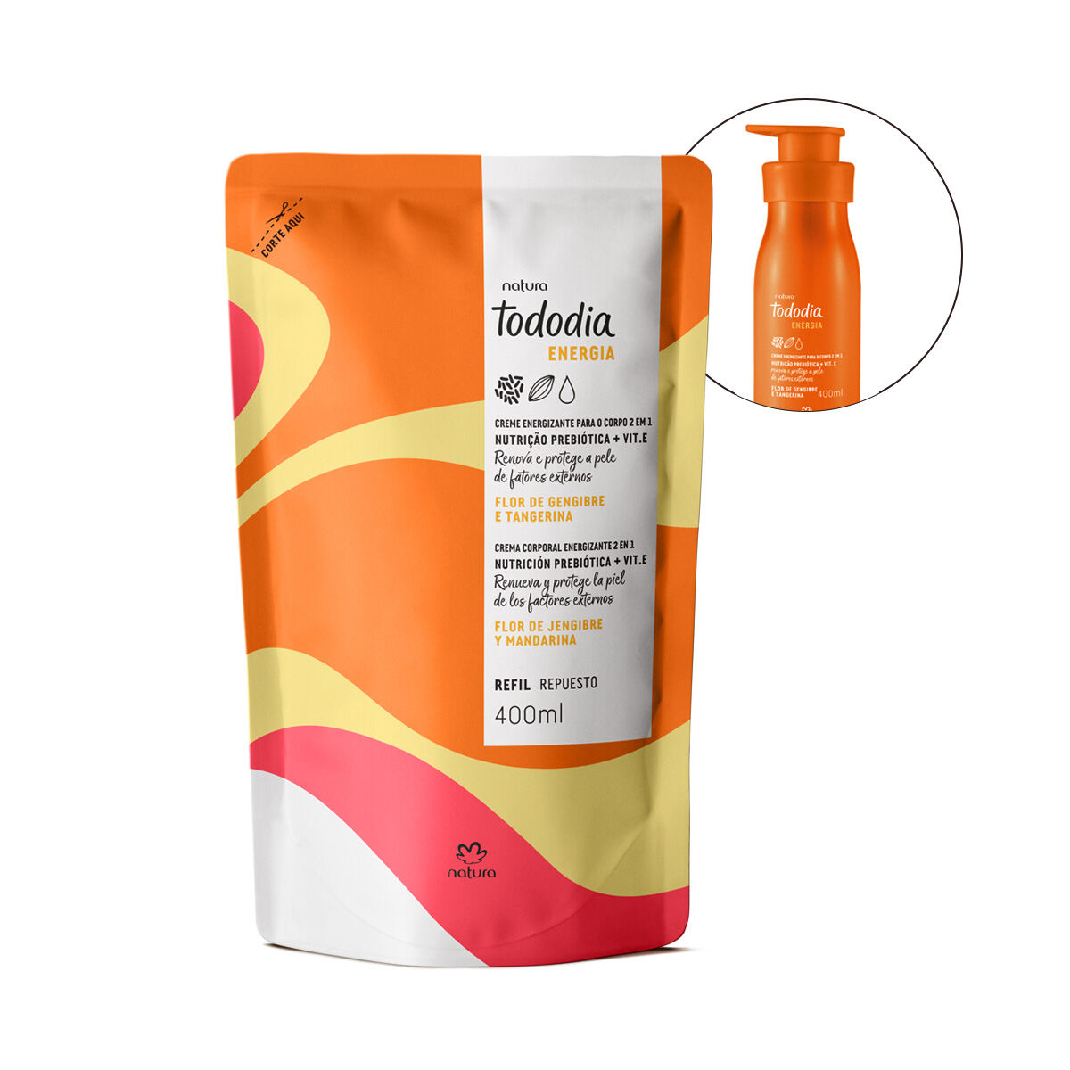 Repuesto crema corporal energizante* 2 en 1 flor de jengibre y mandarina