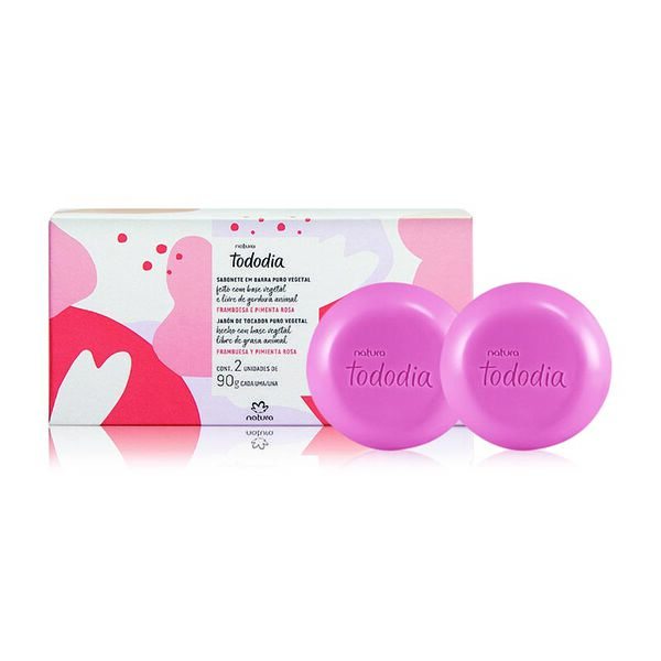 Caja de Jabones en barra puro vegetal Tododia Frambuesa y pimienta rosa - 2u de 90g