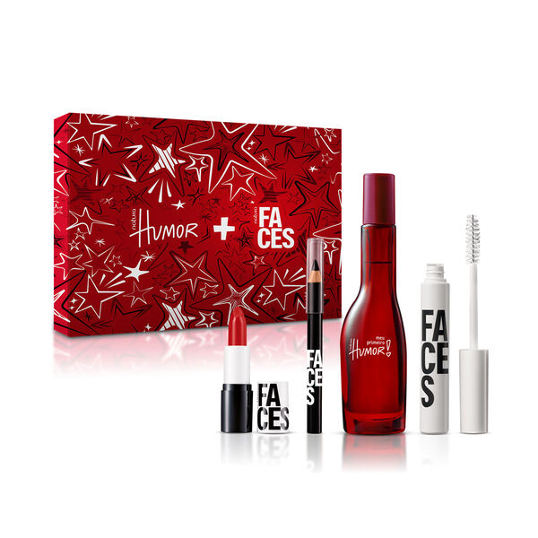 Caja con Humor, máscara fantástica, mini lápiz labial multimix