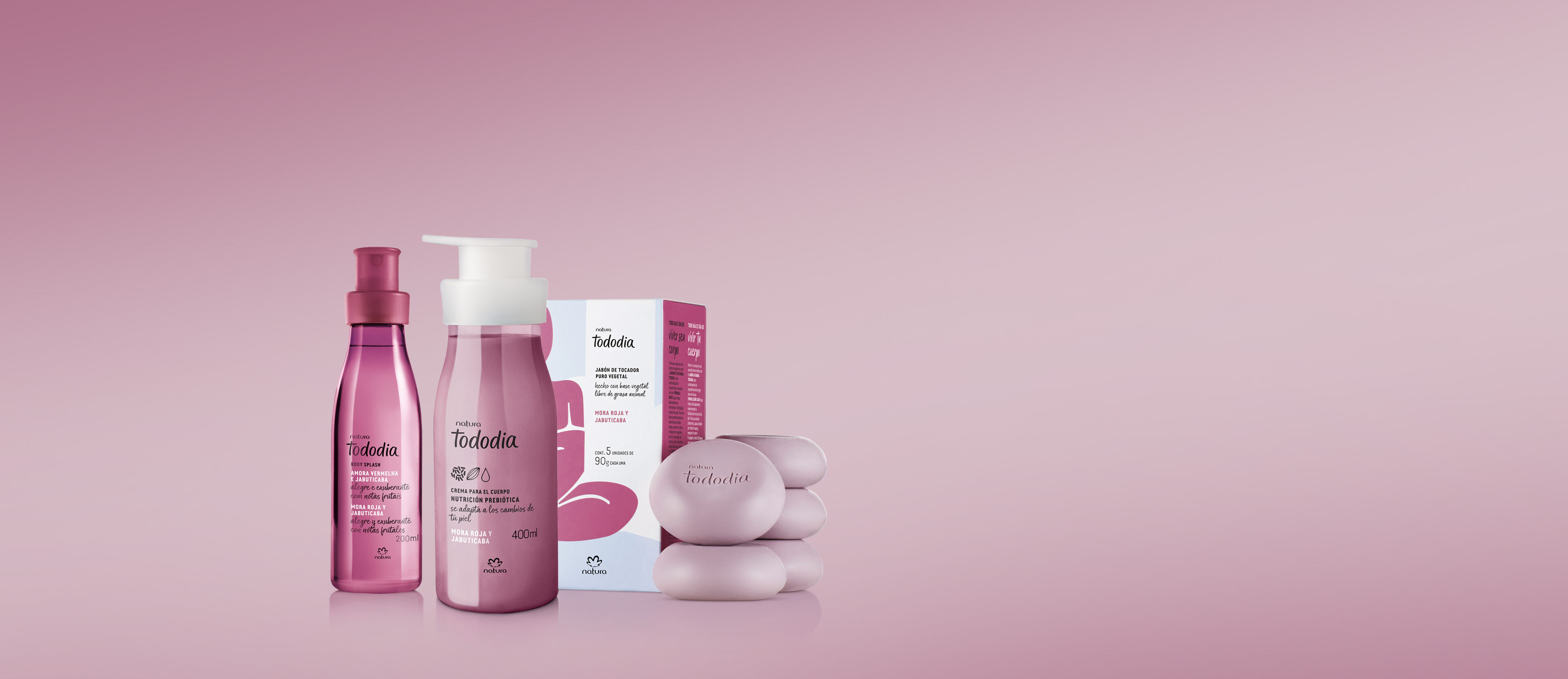 Kit Crema, Jabón y Body Splash Tododia Mora Roja y Jabuticaba (3 productos)