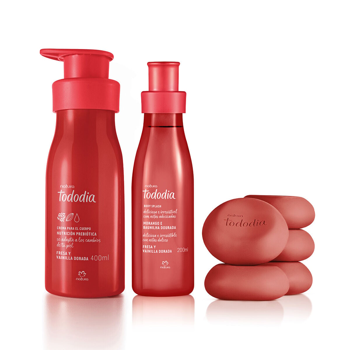 Kit Crema, Body Splash y Jabones en Barra Tododia Fresa Y Vainilla Dorada