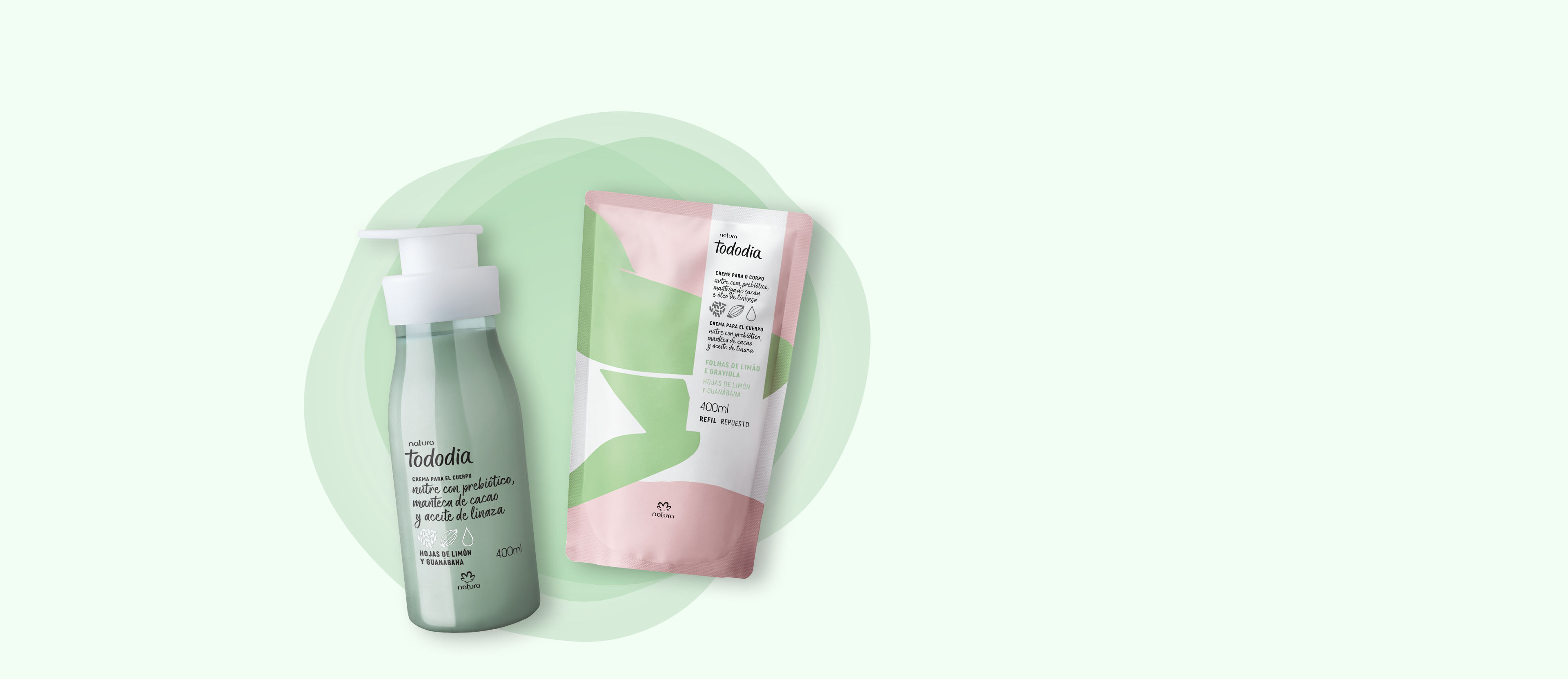 Kit Crema Nutritiva para el Cuerpo con Recarga Tododia Hojas de Limón y Guanábana