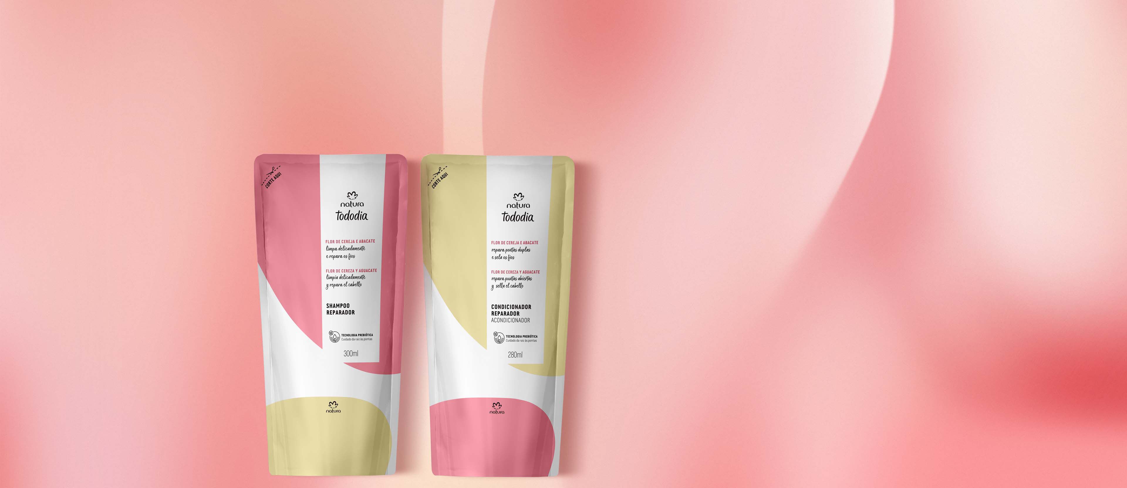 Kit Repuesto de Shampoo y Acondicionador Reparador Tododia Flor de Cerezo y Aguacate