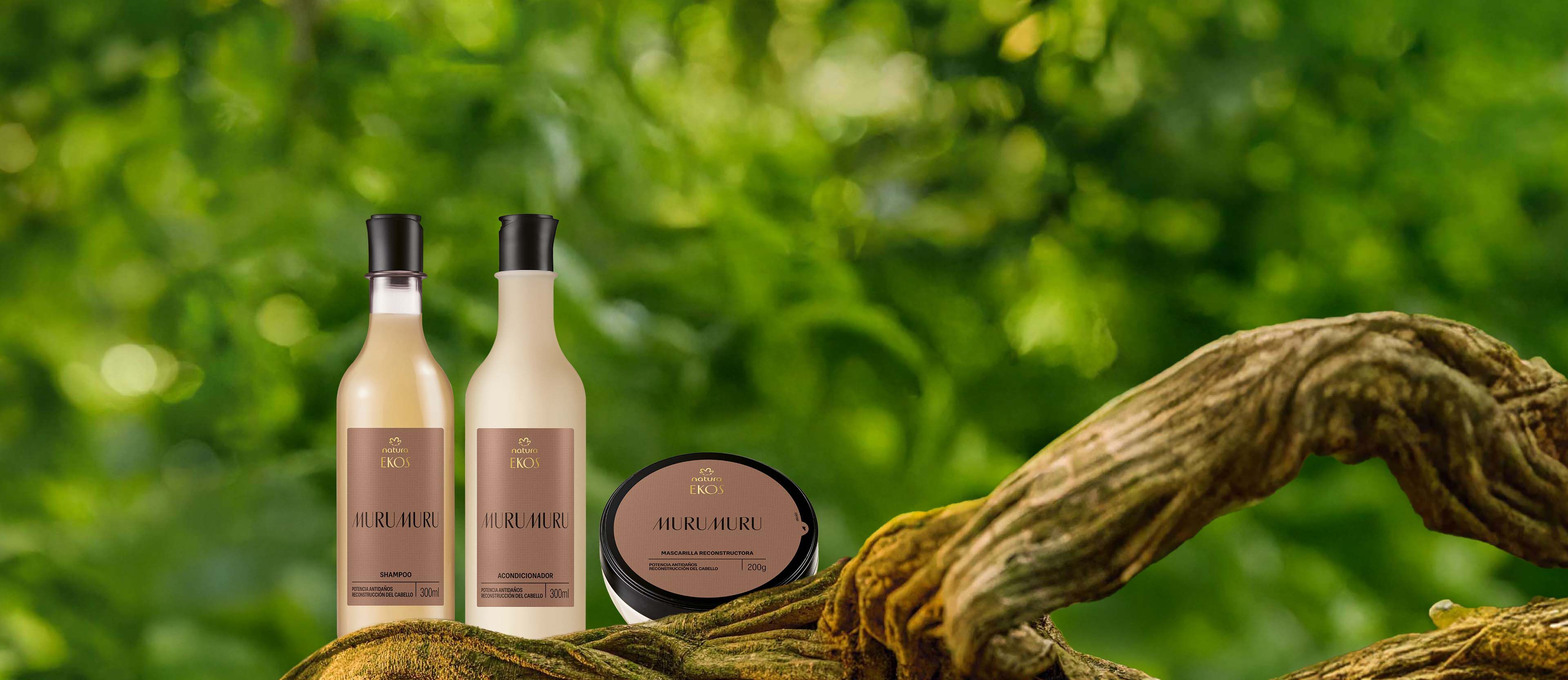 kit shampoo, acondicionador y mascarilla Ekos murumuru
