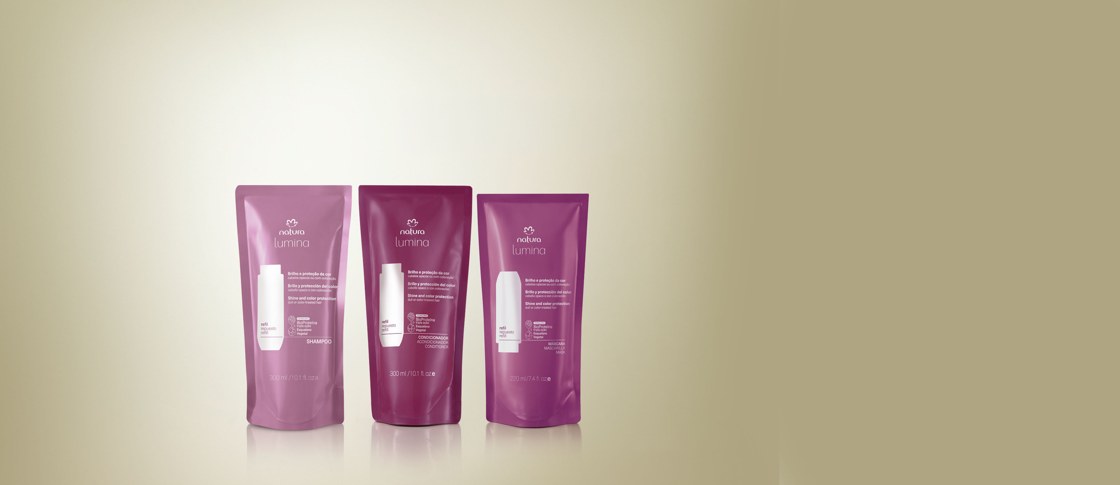 Kit Repuesto Shampoo, Acondicionador y Mascarilla Lumina Brillo y Protección del Color (3 productos)