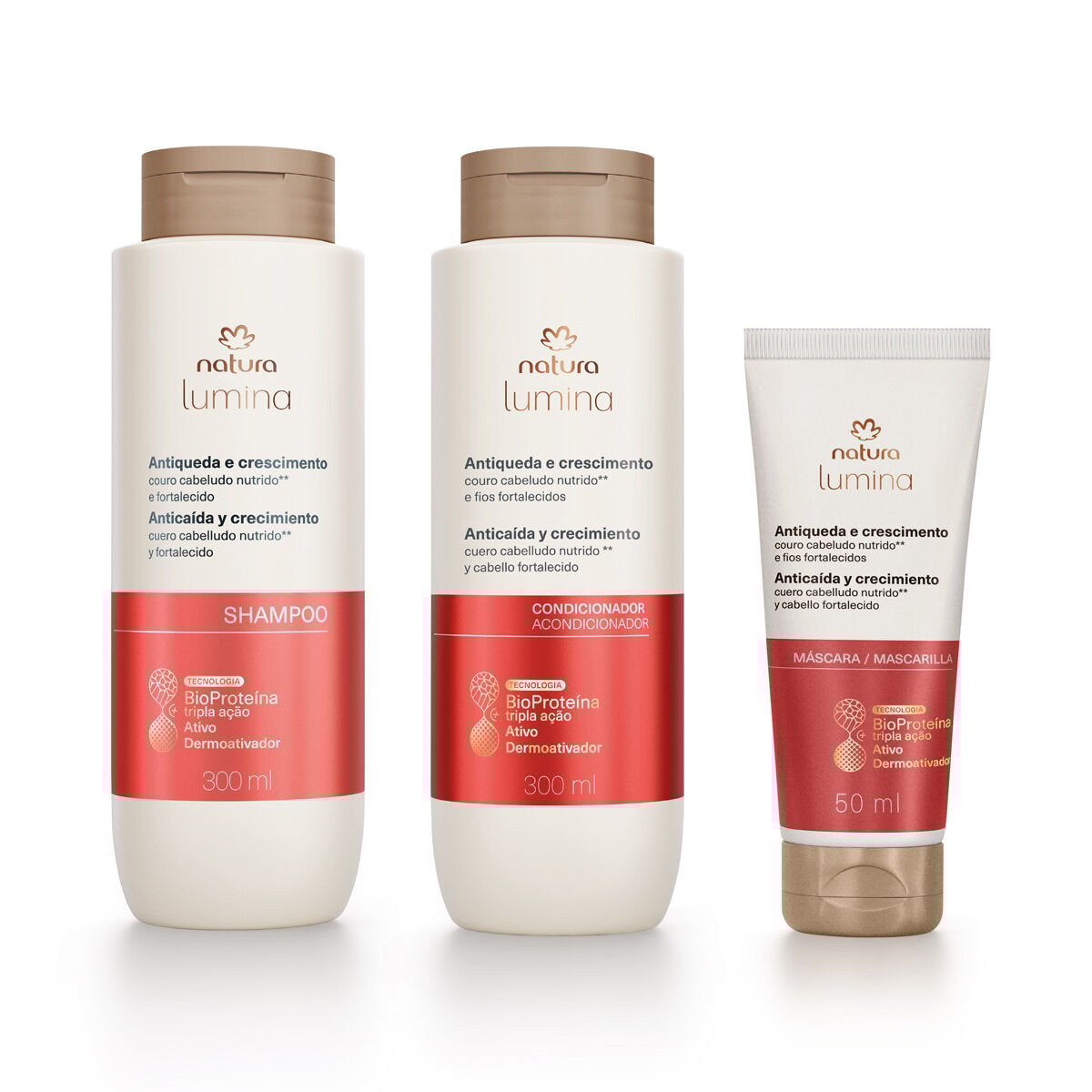Kit Lumina Anticaída y Crecimiento Shampoo, Acondicionador y Máscara