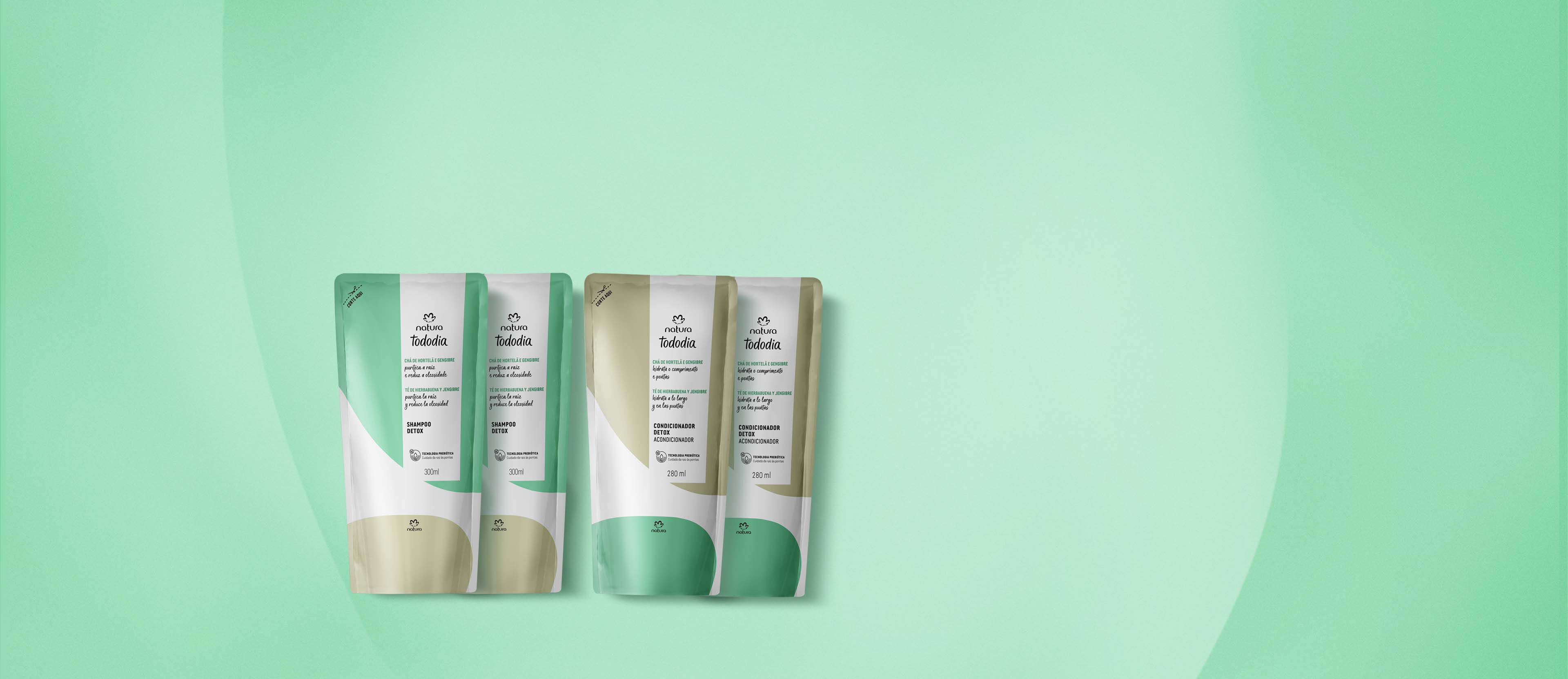 Kit Repuesto Shampoo y Acondicionador Tododia Detox Té de Menta y Jengibre