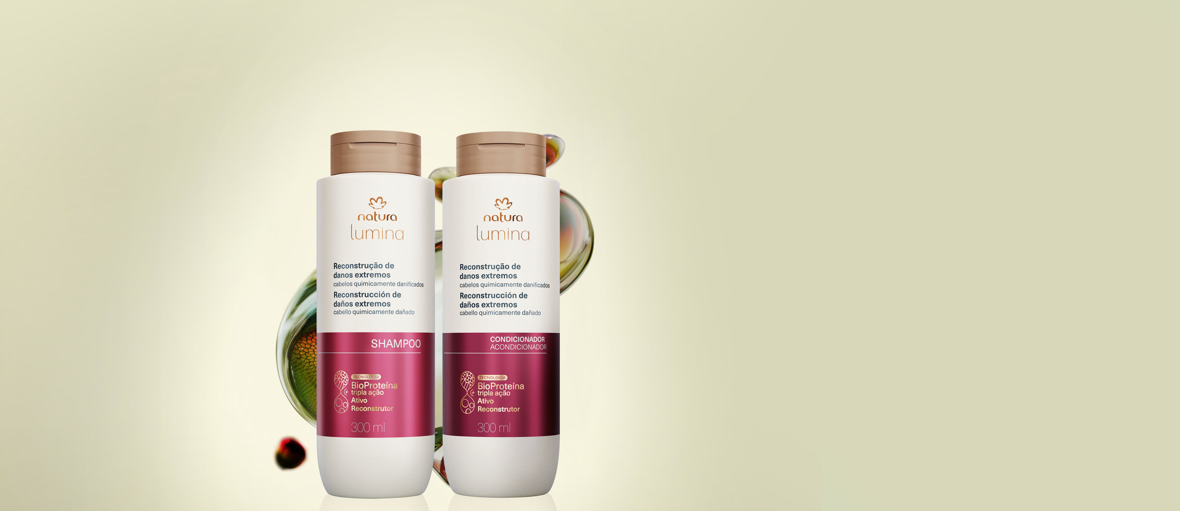 Kit Básico Shampoo y Acondicionador Lumina Reconstrucción de Daños Extremos 2 un de 300 ml