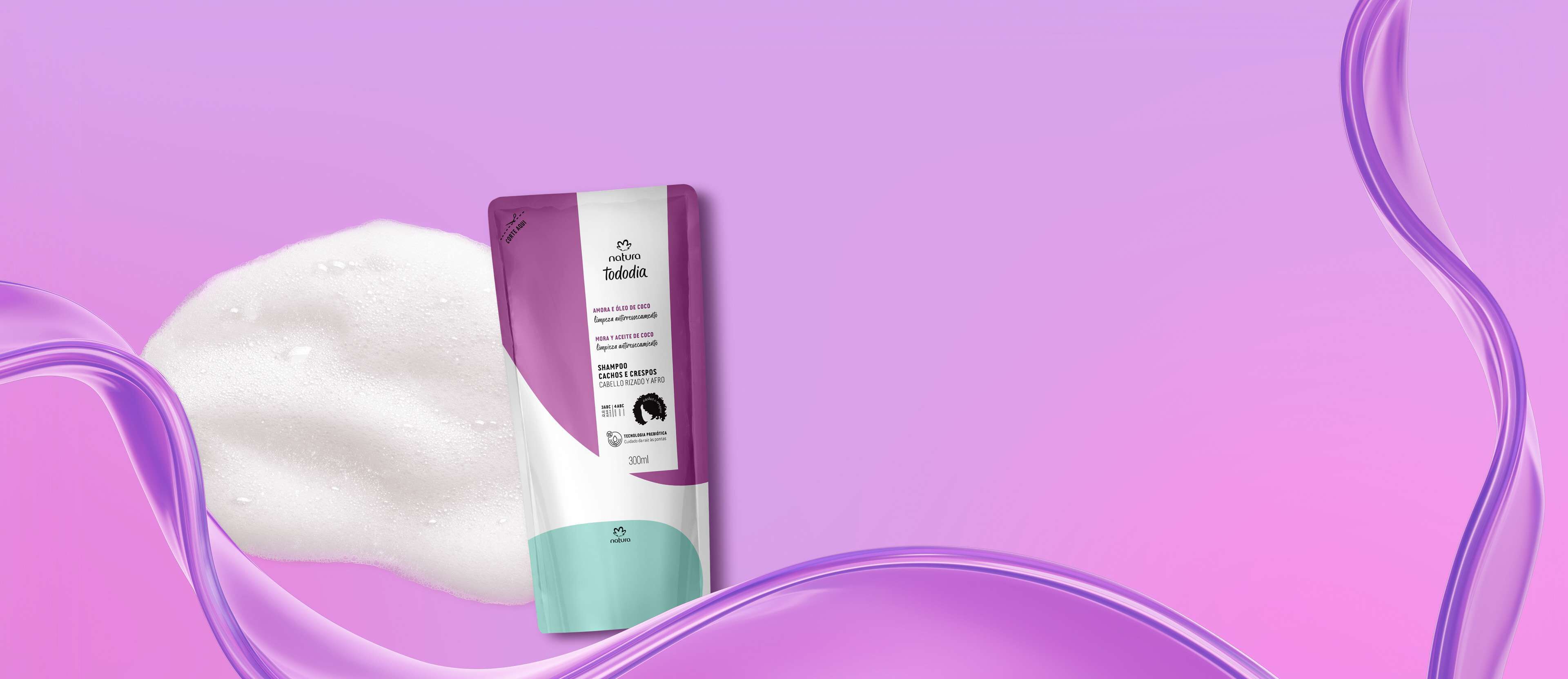 Repuesto Shampoo Hidratación Mora y Óleo de coco Tododia