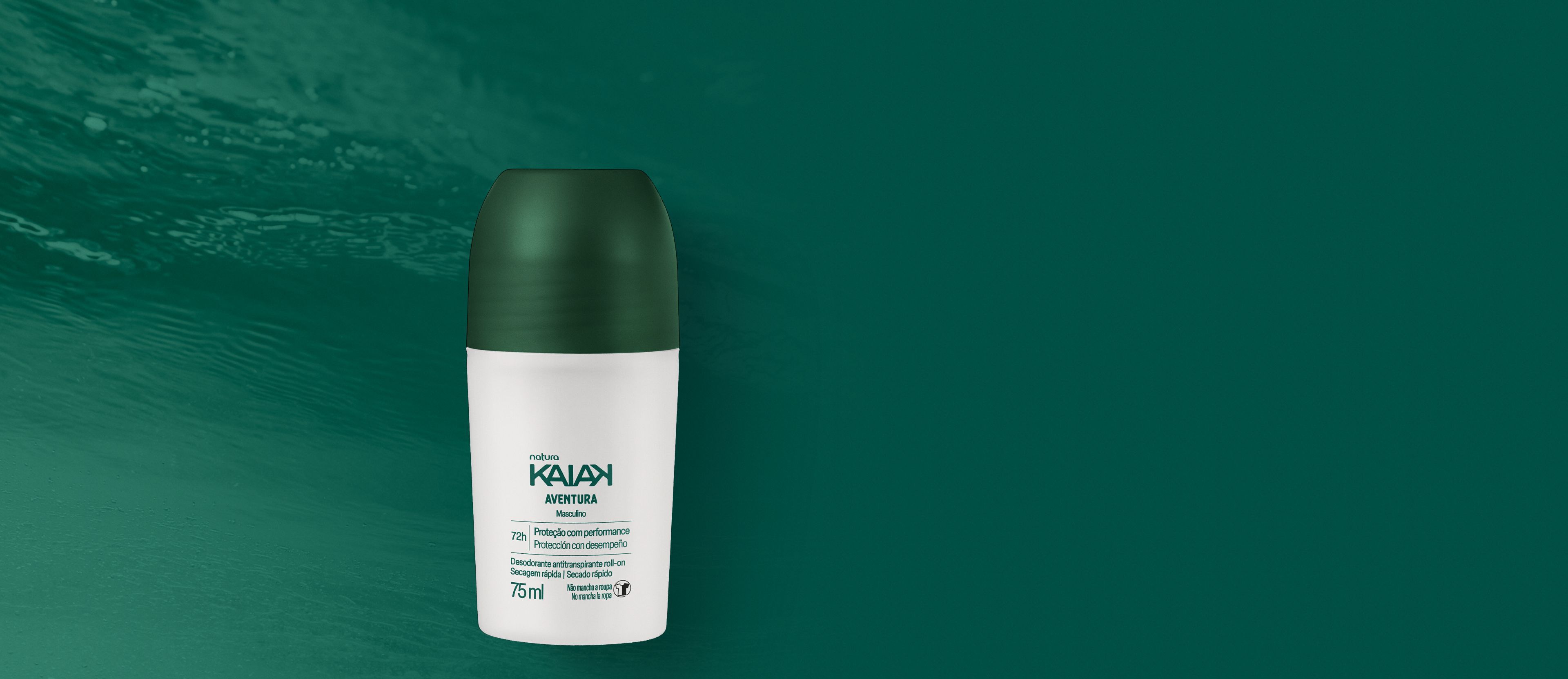 Desodorante Antitranspirante Roll-on Kaiak Aventura Masculino 75 ml