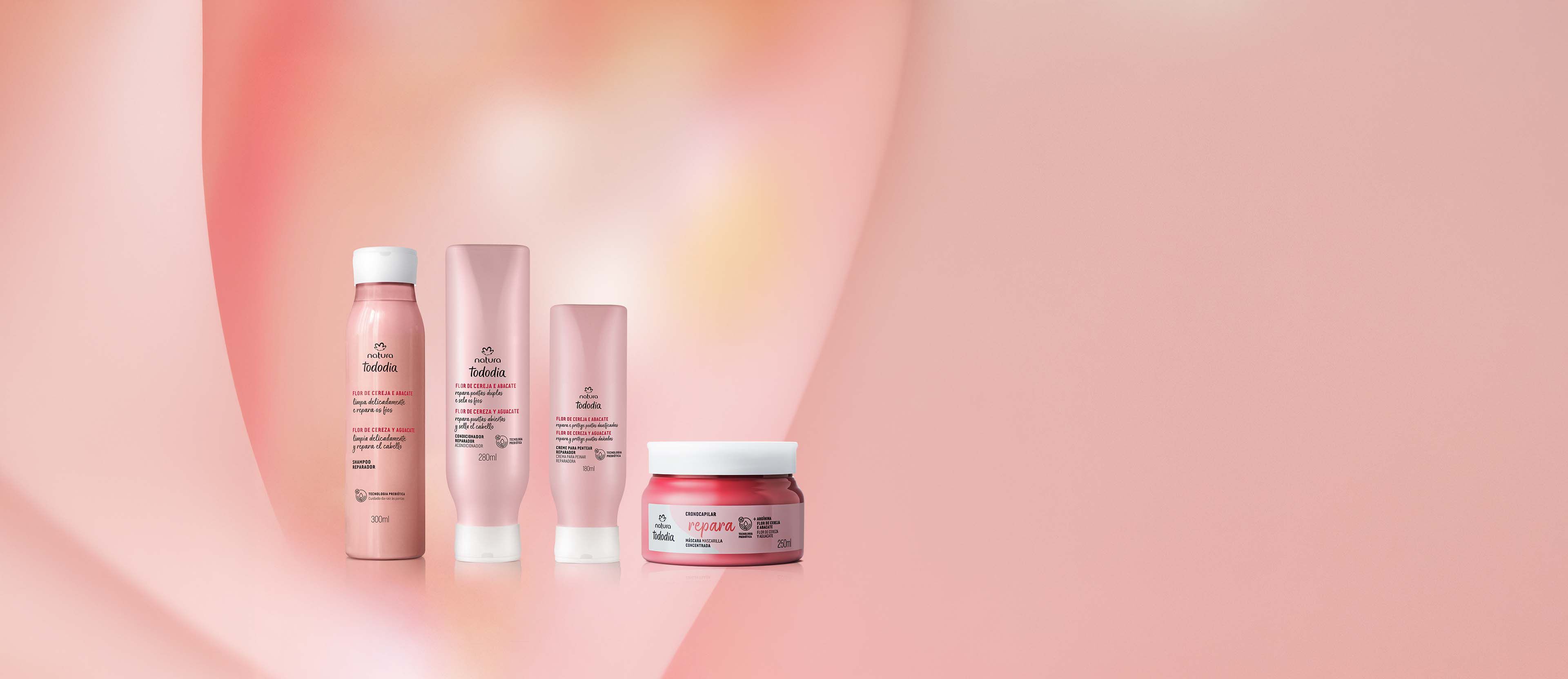 Kit Shampoo, Acondicionador, Máscara y Crema para Peinar Reparador Tododia Flor De Cereza Y Palta (4 productos)