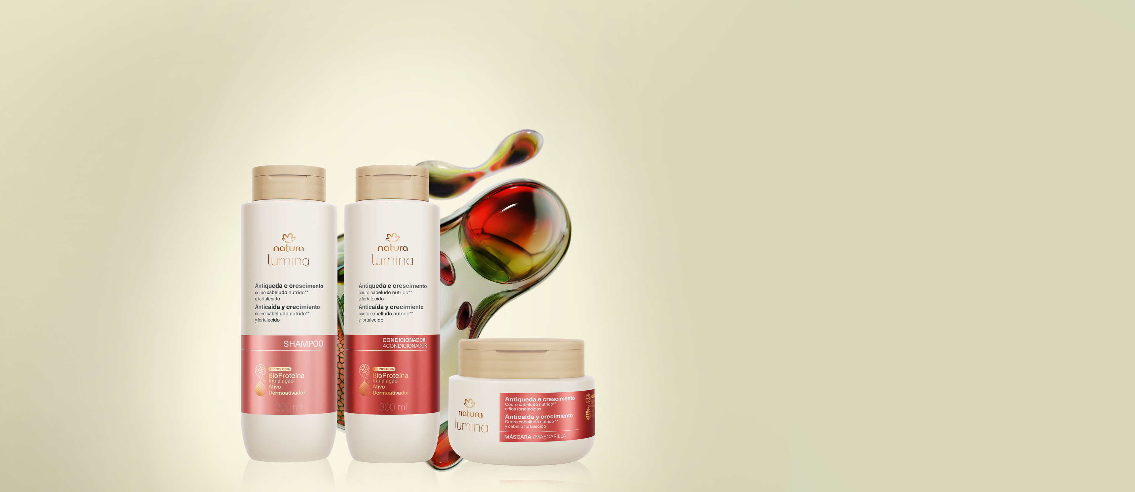 Kit Completo Shampoo, Acondicionador y Máscara Lumina Anticaída y Crecimiento