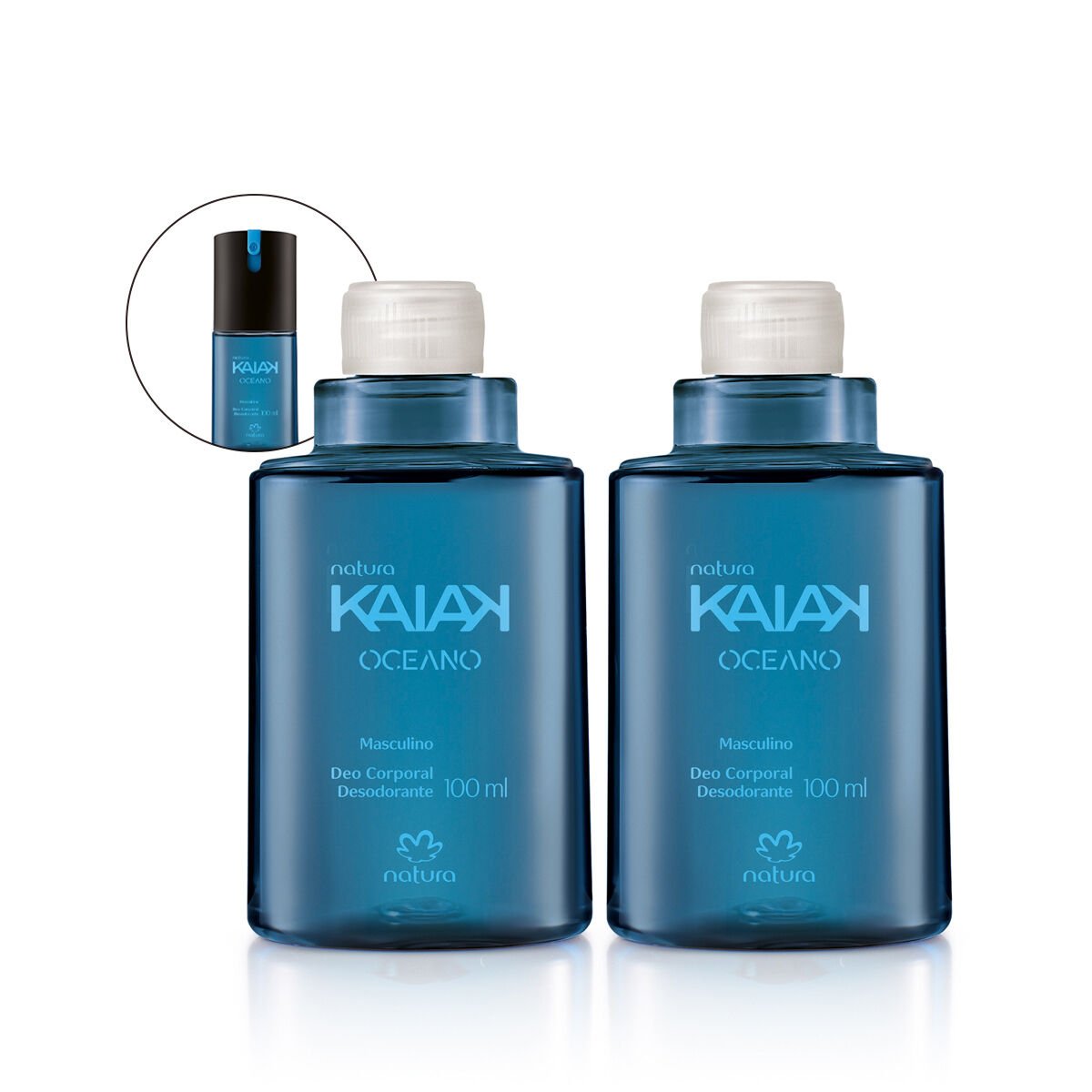 Kit Refil Desodorante Corporal Kaiak Oceano Masculino (2 unidades)