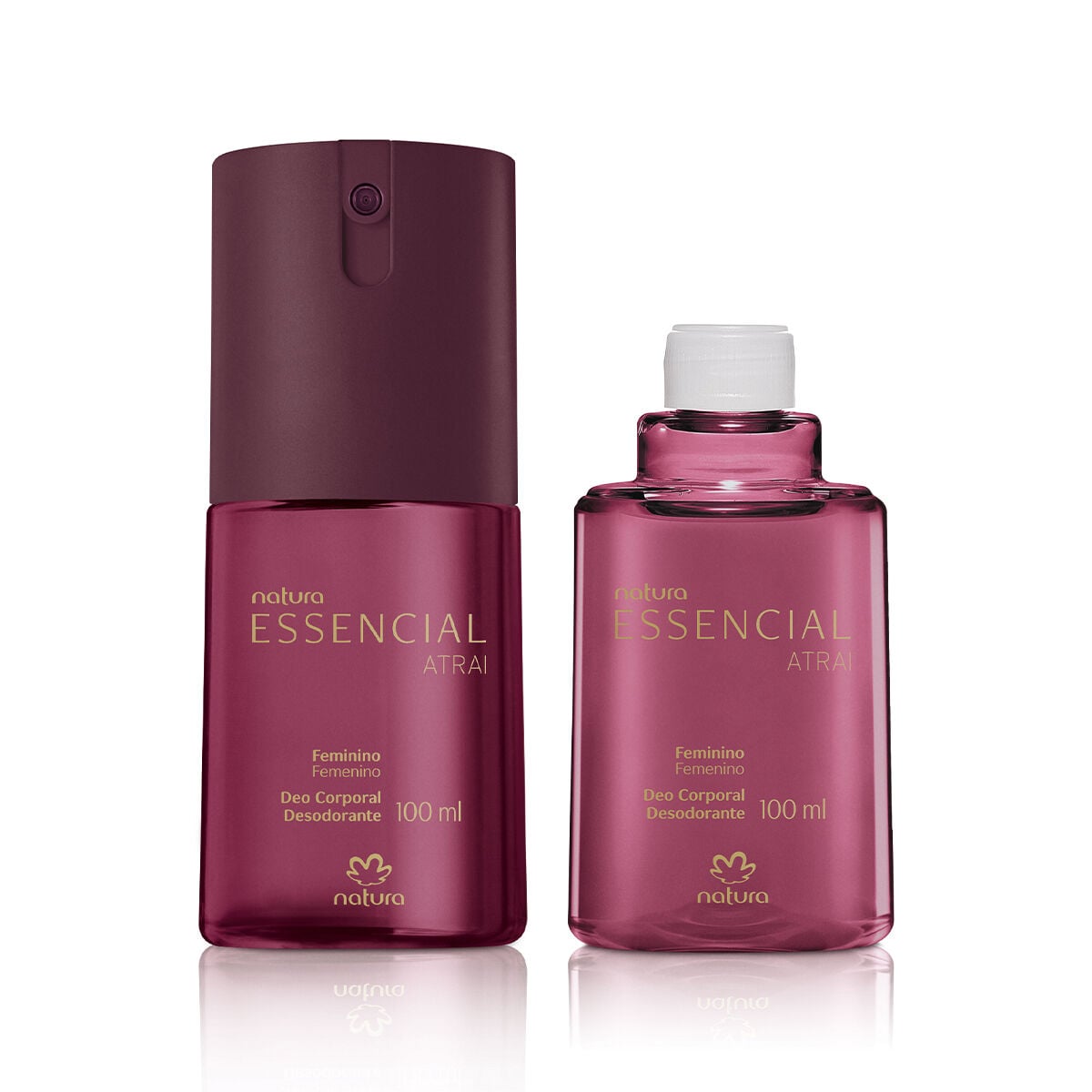 Kit Desodorante Corporal Essencial Atrai Feminino com Refil 2 un de 100 Ml