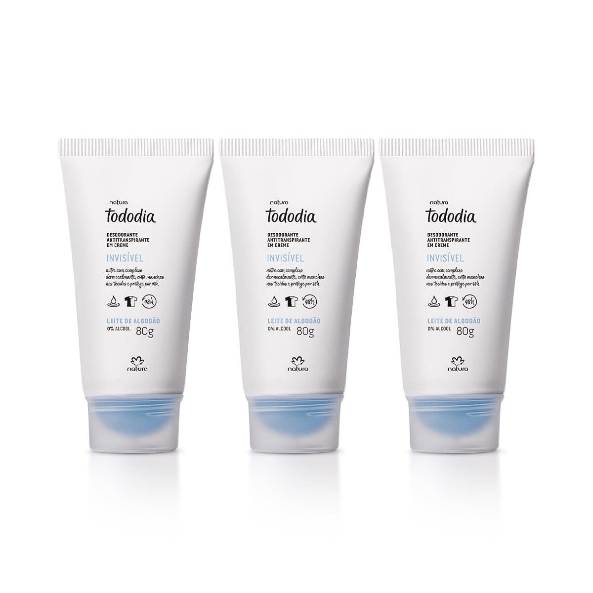 Kit Desodorante Antitranspirante em Creme Tododia Leite de Algodão (3 unidades)