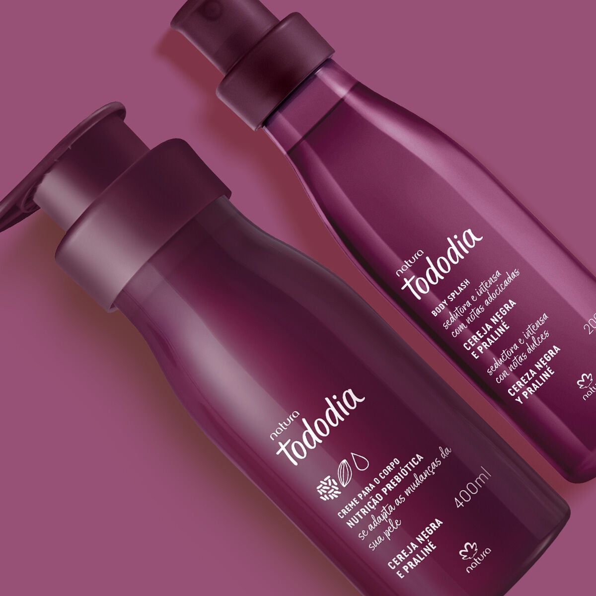 Kit Creme Nutritivo com Body Splash Tododia Cereja Negra e Praliné