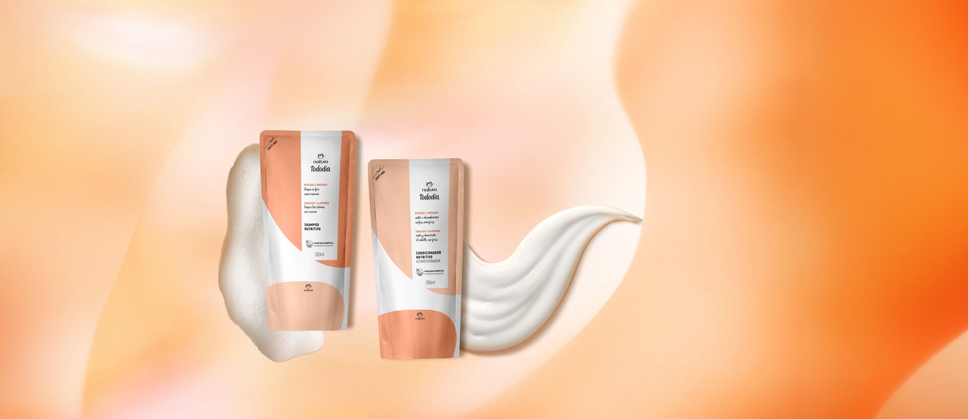 Kit Tododia Refil Shampoo e Condicionador Nutrição Pêssego e Amêndoa