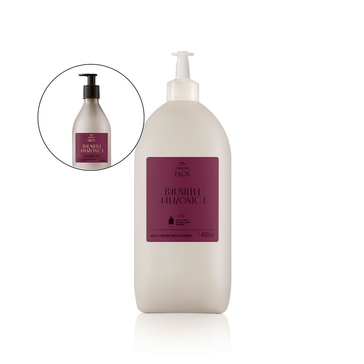Refil Creme Desodorante Hidratante para O Corpo Ekos Baunilha Amazonica 400 Ml