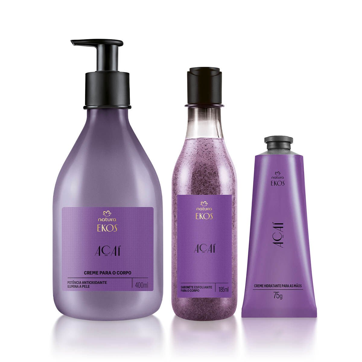 Kit Ekos Açaí Creme para o Corpo e Mãos e Sabonete Esfoliante