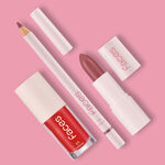 Kit Batom e Lápis Labial Cookie Nude e Gloss Red Vibe Faces (3 produtos)