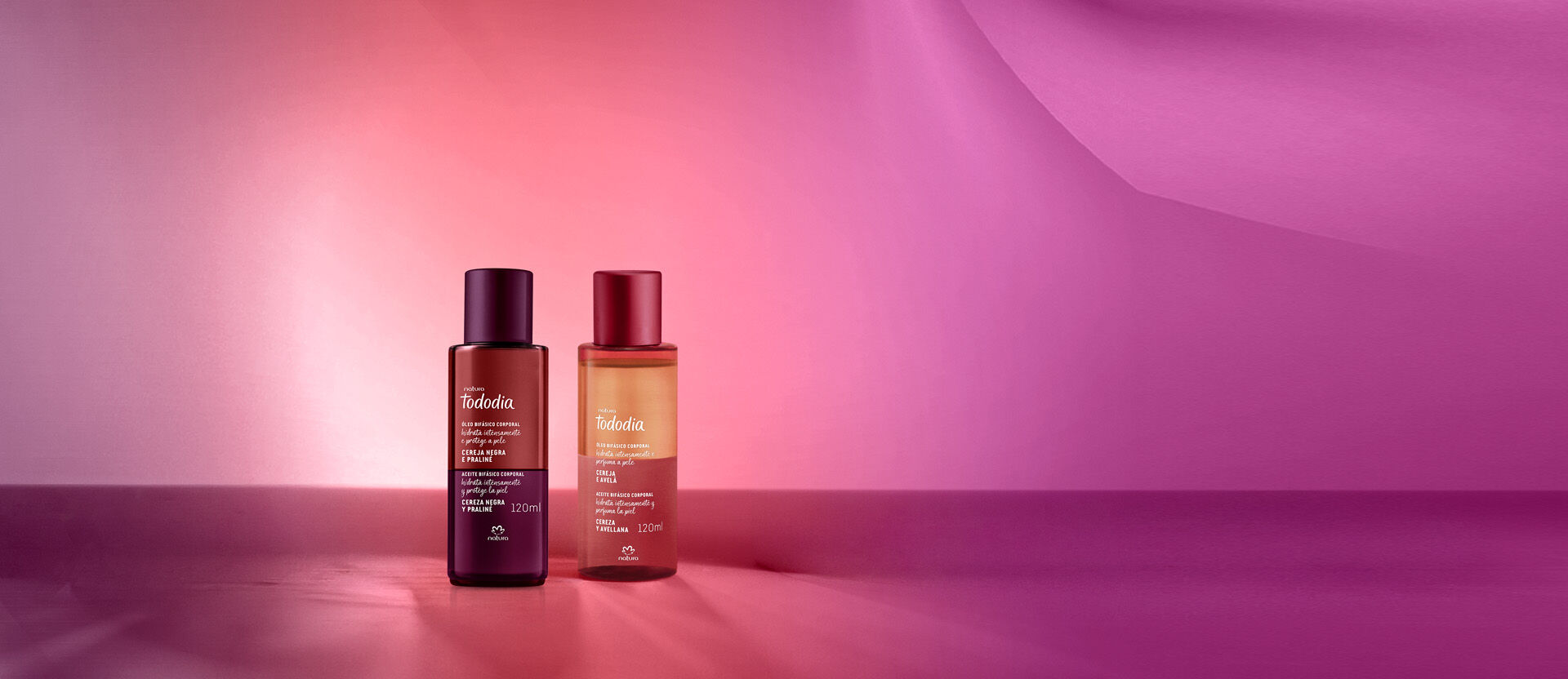 Kit Óleo Bifásico Corporal Tododia Cereja Negra e Ameixa e Cereja e Avelã (2 produtos)