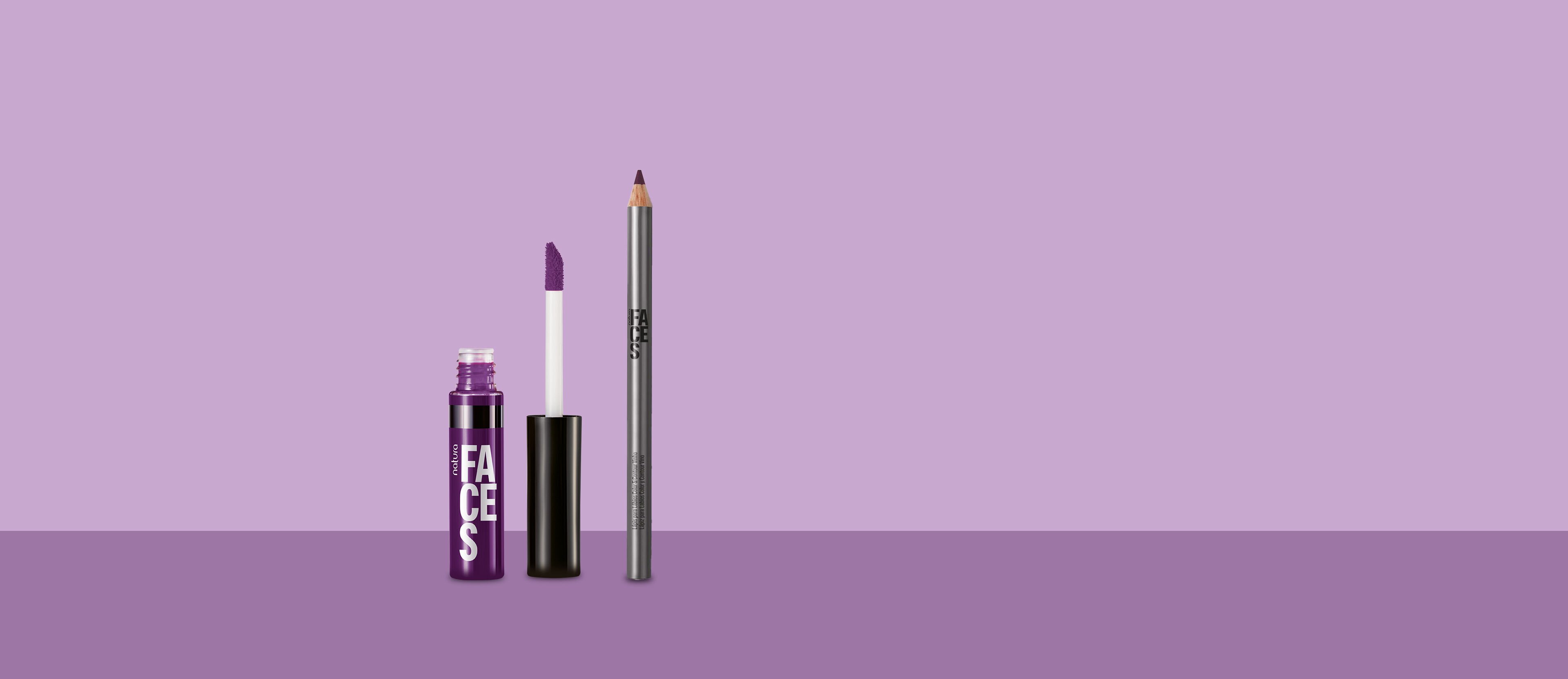 Kit Faces Lápis Labial Vinho e Lip Tint Roxo Go (2 produtos)